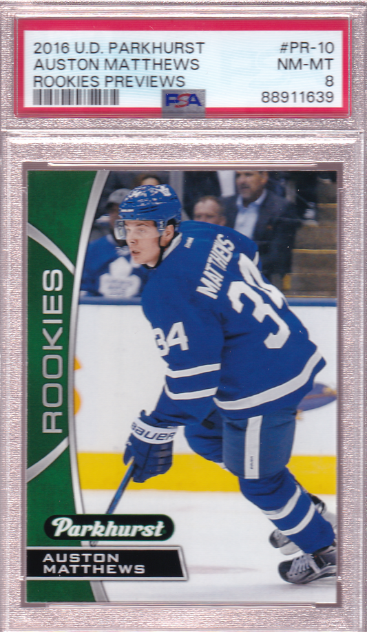 Auston Matthews 2016-17 Parkhurst Rookie Previews Card RC #PR-10 PSA 9 Toronto Maple Leafs