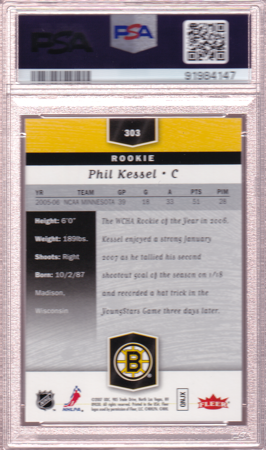 Phil Kessel 2006-07 Flair Showcase Rookie Card RC #303 PSA 10 Boston Bruins