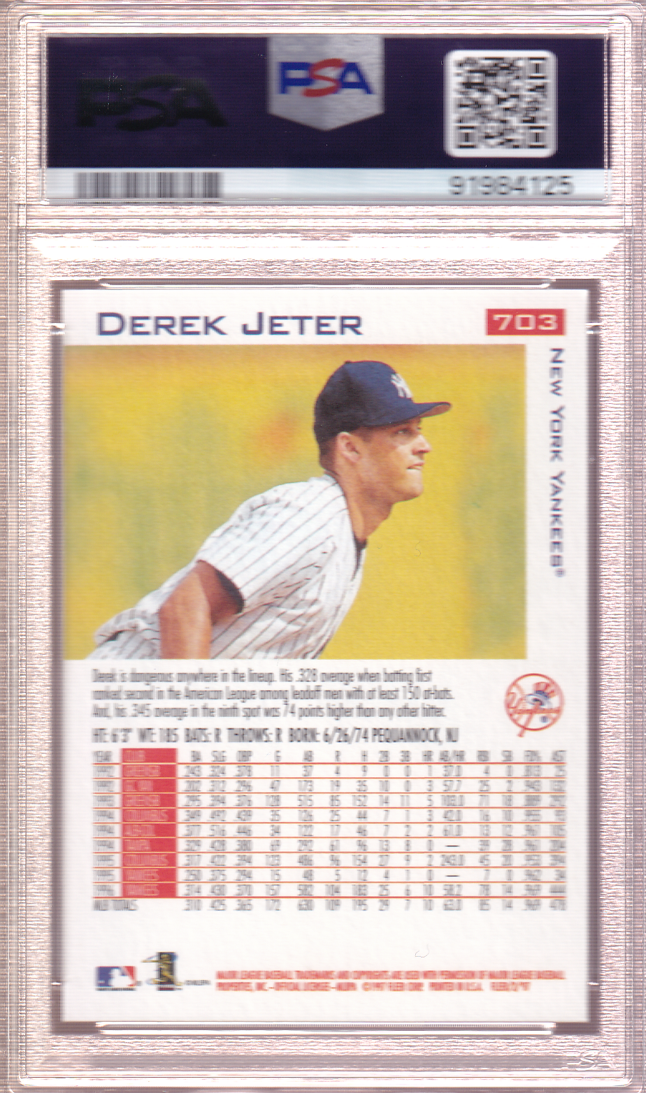 Derek Jeter Encore 1997 Fleer PSA 9 Card #703 New York Yankees