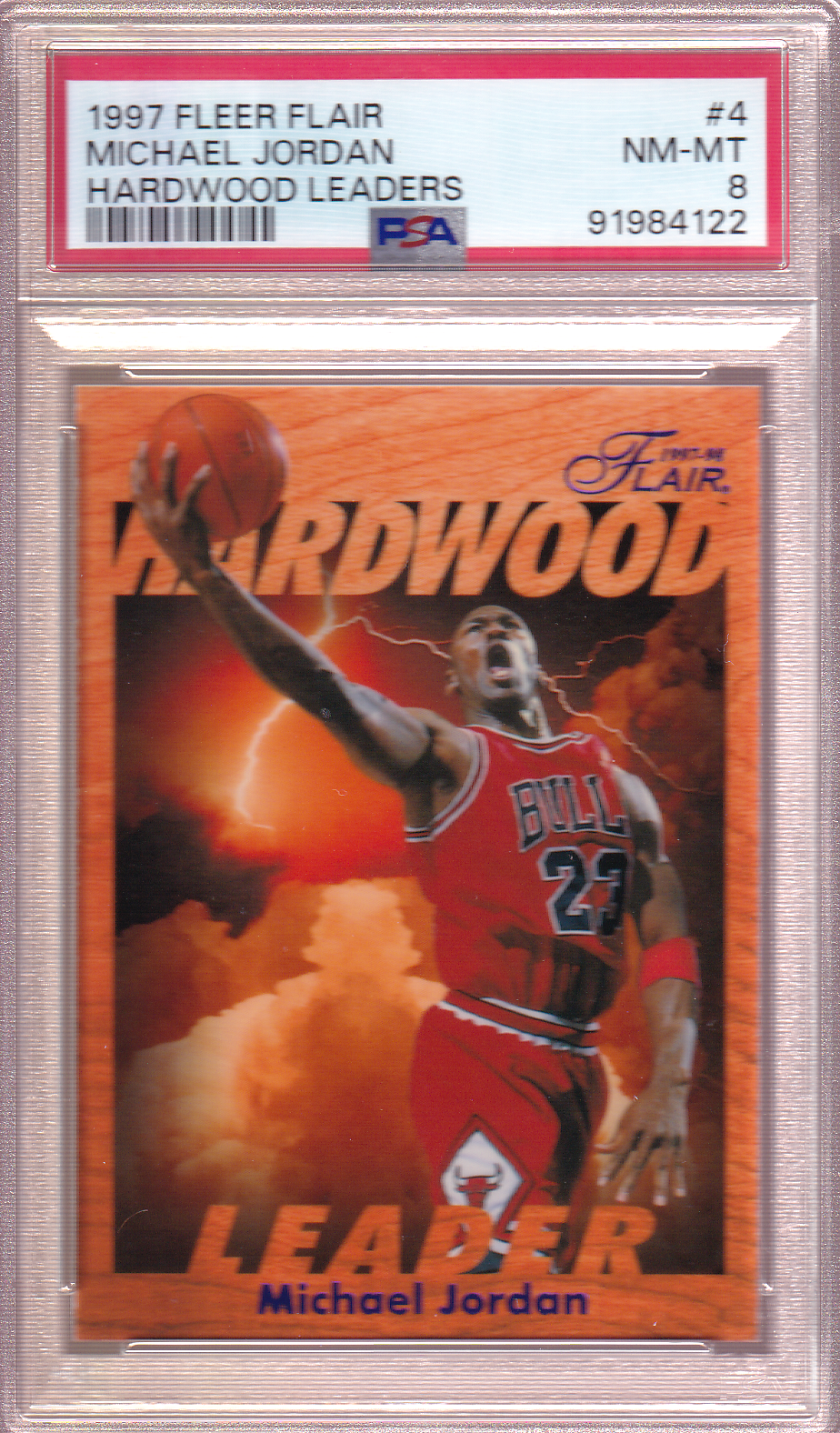 Michael Jordan 1997-98 Fleer Flair Hardwood Leader Card #4 PSA 8 Chicago Bulls