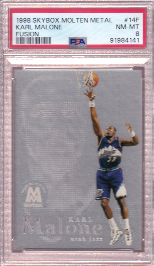 Karl Malone 1998-99 SkyBox Molten Metal FUSION  Card #14F PSA 8 Utah Jazz