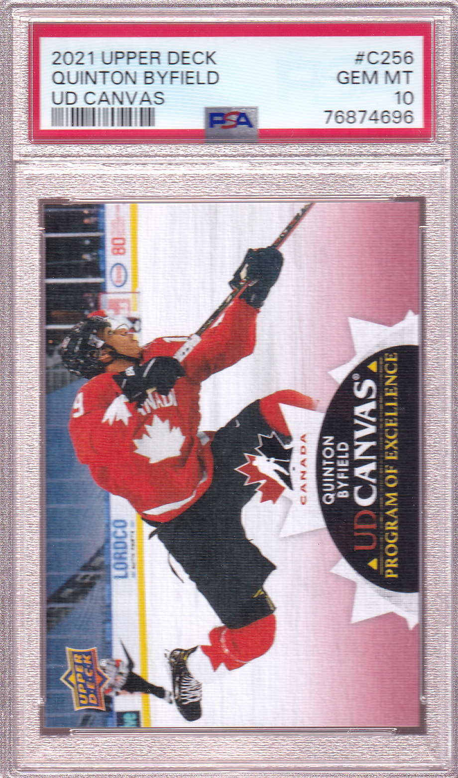 Quinton Byfield 2021-22 Upper Deck UD Canvas Program of Excellence PSA 10 Rookie Card RC #C256 Los Angeles Kings / Team Canada