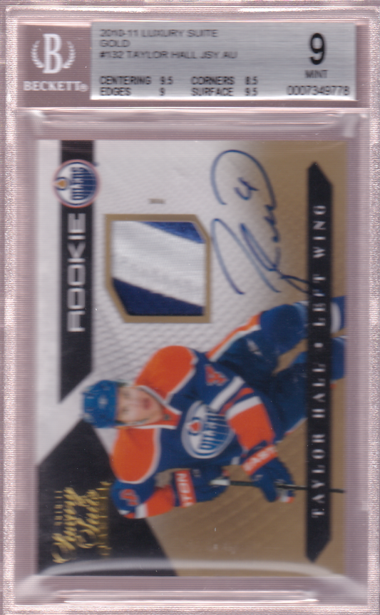 TAYLOR HALL 2010-11 Panini Luxury Suite GOLD 4/10 (jersey #) BGS 9 #132 Edmonton Oilers