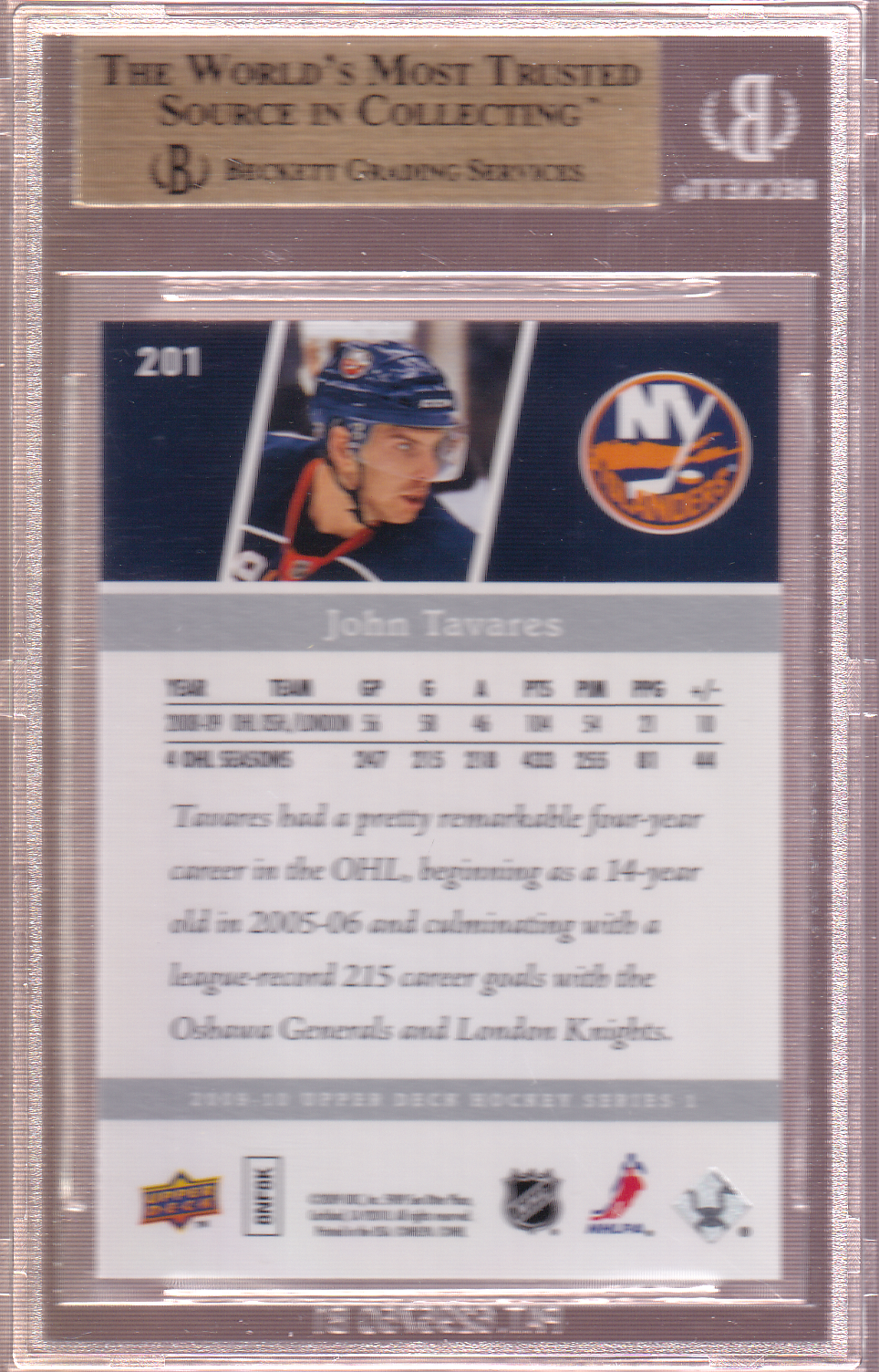 JOHN TAVARES 2009-10 Upper Deck UD Young Guns Rookie Card RC BGS 9.5 True Gem+ New York Islanders - Toronto Maple Leafs