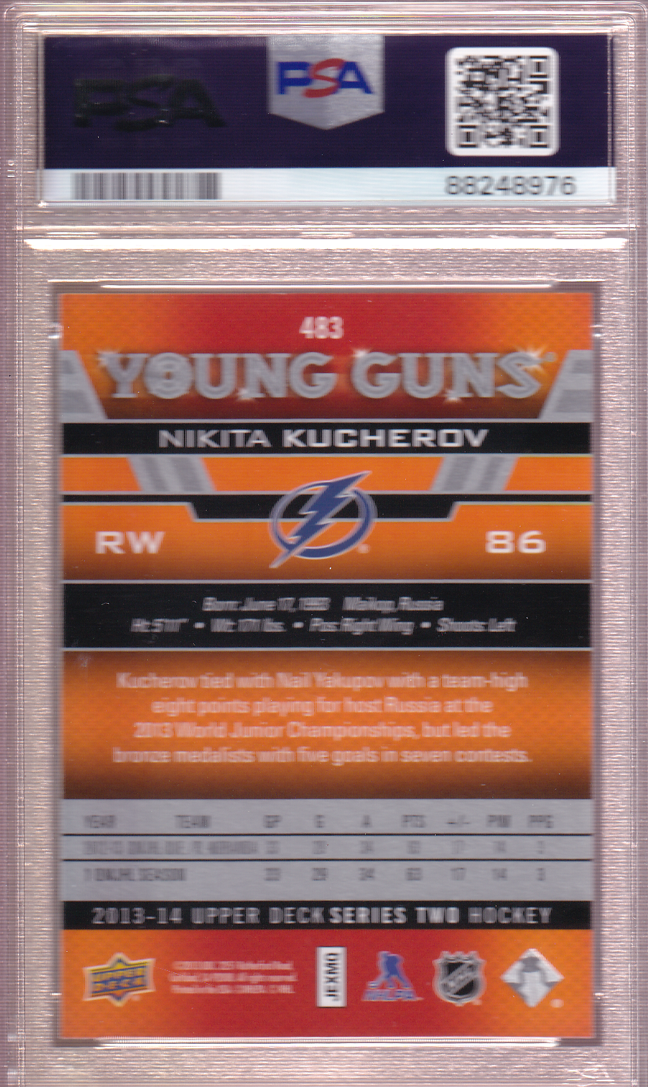 NIKITA KUCHEROV 2013-14 Upper Deck Young Guns Rookie Card RC #483 Tampa Bay Lightning Series 2