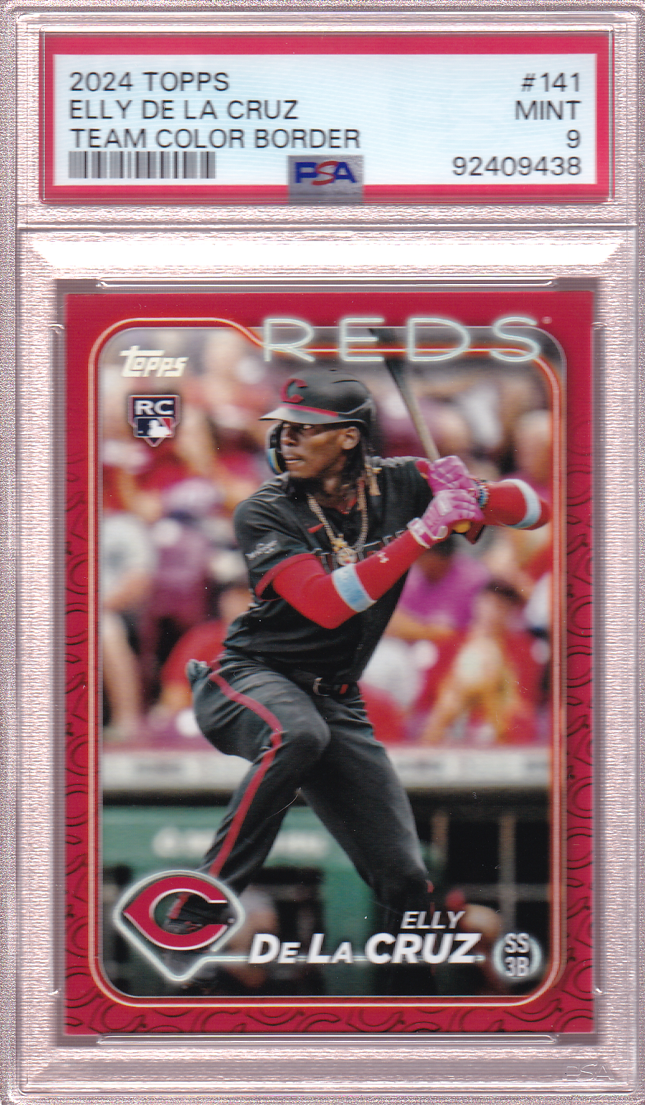 ELLY De LA CRUZ 2024 Topps Rookie Card RC - Team Color Border  - PSA 9 Cincinnati Reds #141