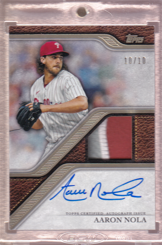 AARON NOLA 2024 Topps Reverence Autographed Patch Card 10/10 - TRAP-AN Philadelphia Phillies