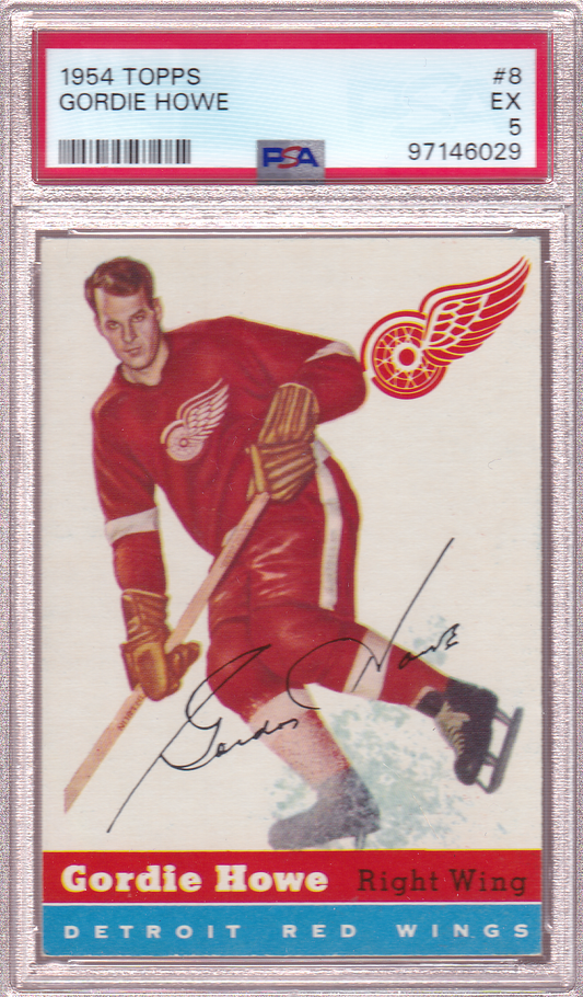 Gordie Howe 1954-55 Topps Card #8 PSA 5 ex Detroit Red Wings