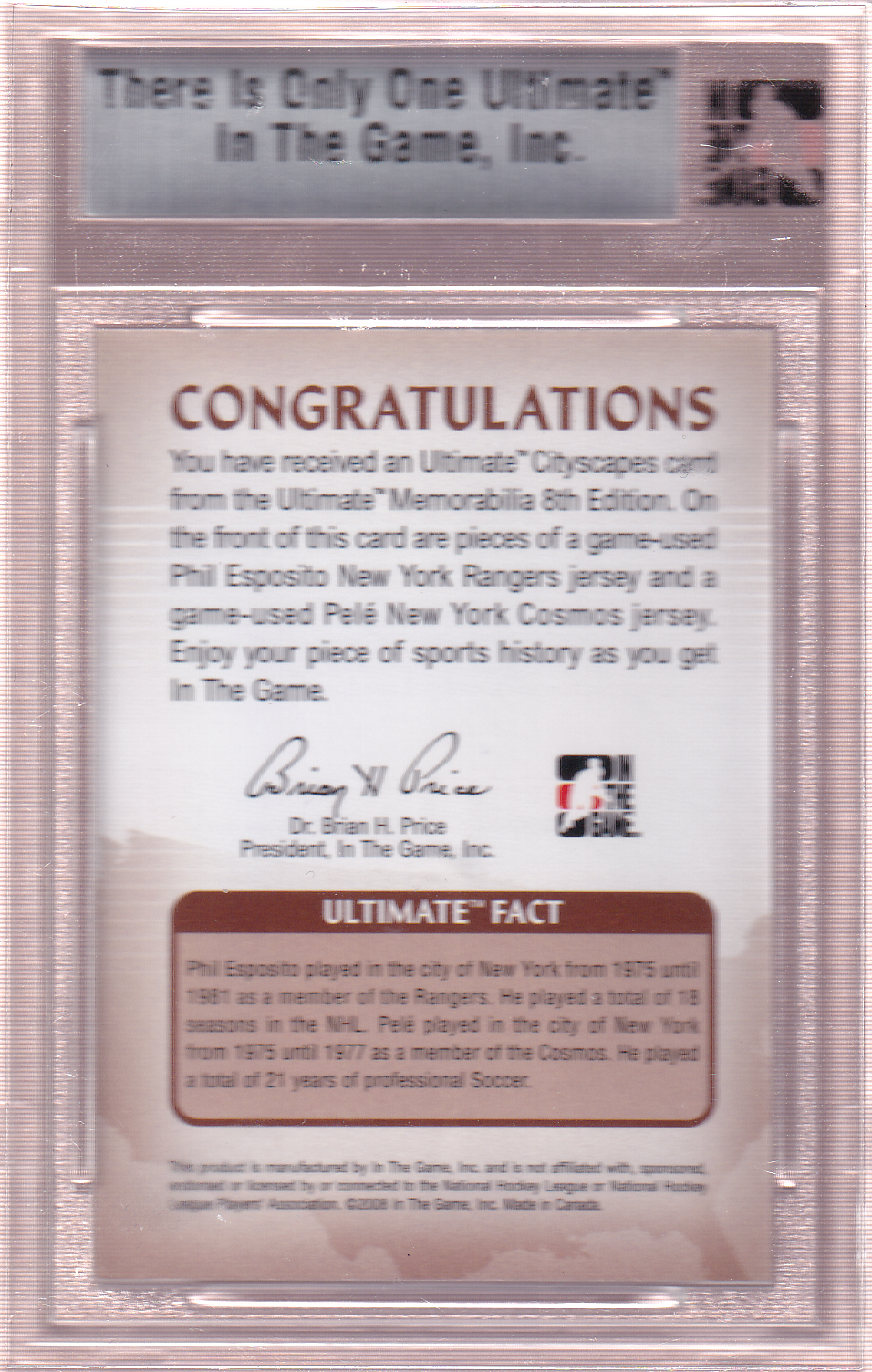 Phil Esposito / Pele 2007-08 ITG Ultimate Memorabilia 6th Edition Cityscapes Silver 24/24