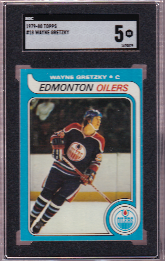 WAYNE GRETZKY 1979-80 Topps Rookie Card #18 SGC 5 Edmonton Oilers RC