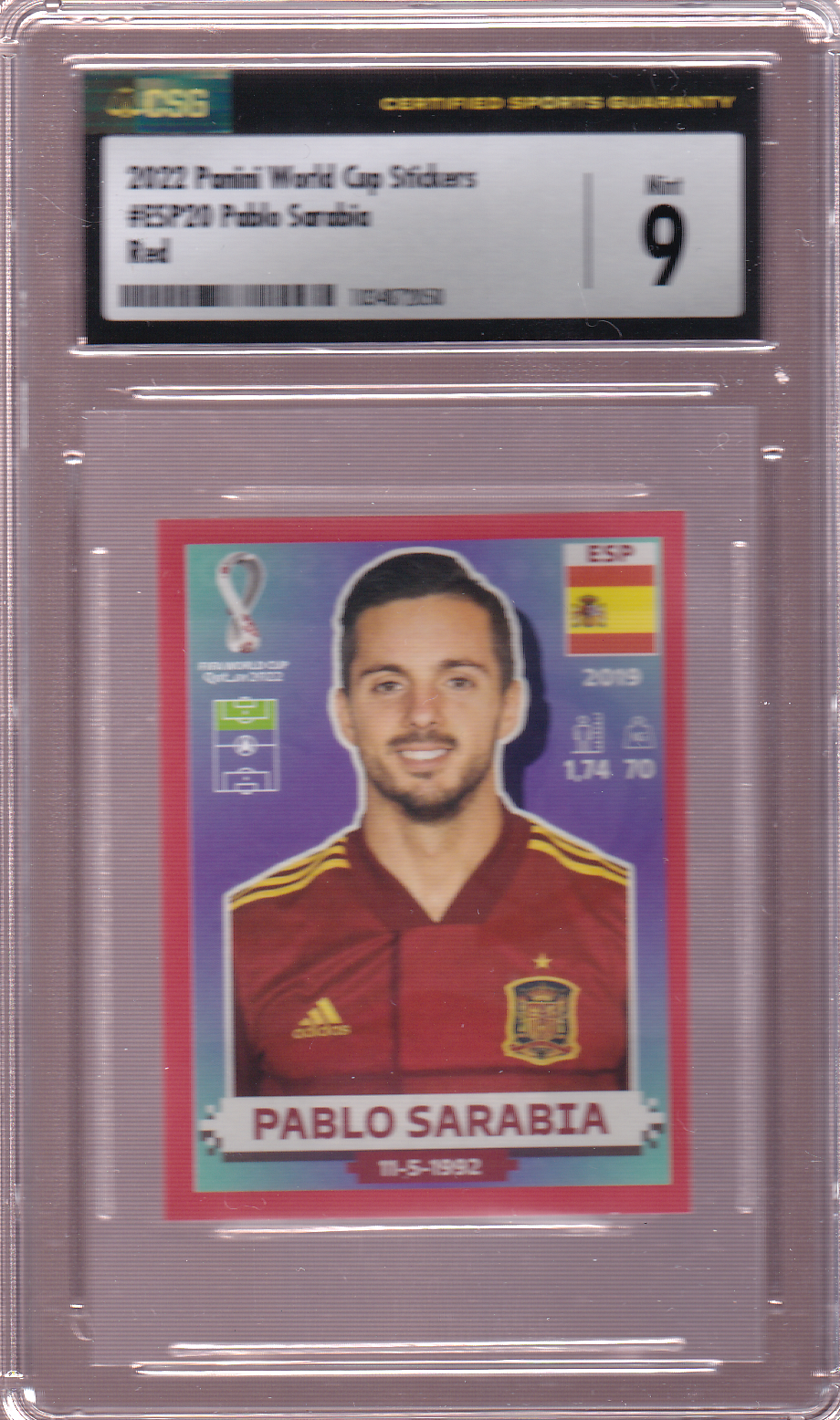 PABLO SARABIA 2022 Panini World Cup Soccer Sticker RED #ESP 20 CSG 9