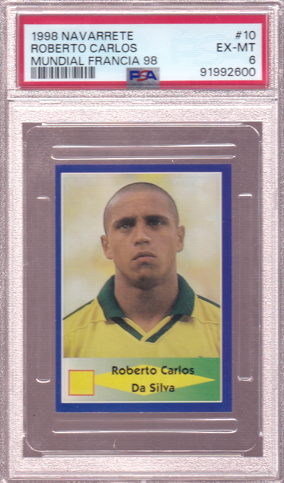 Roberto Carlos 1998 Navarrete Mundial Francia 98 Soccer Card #10 PSA 6