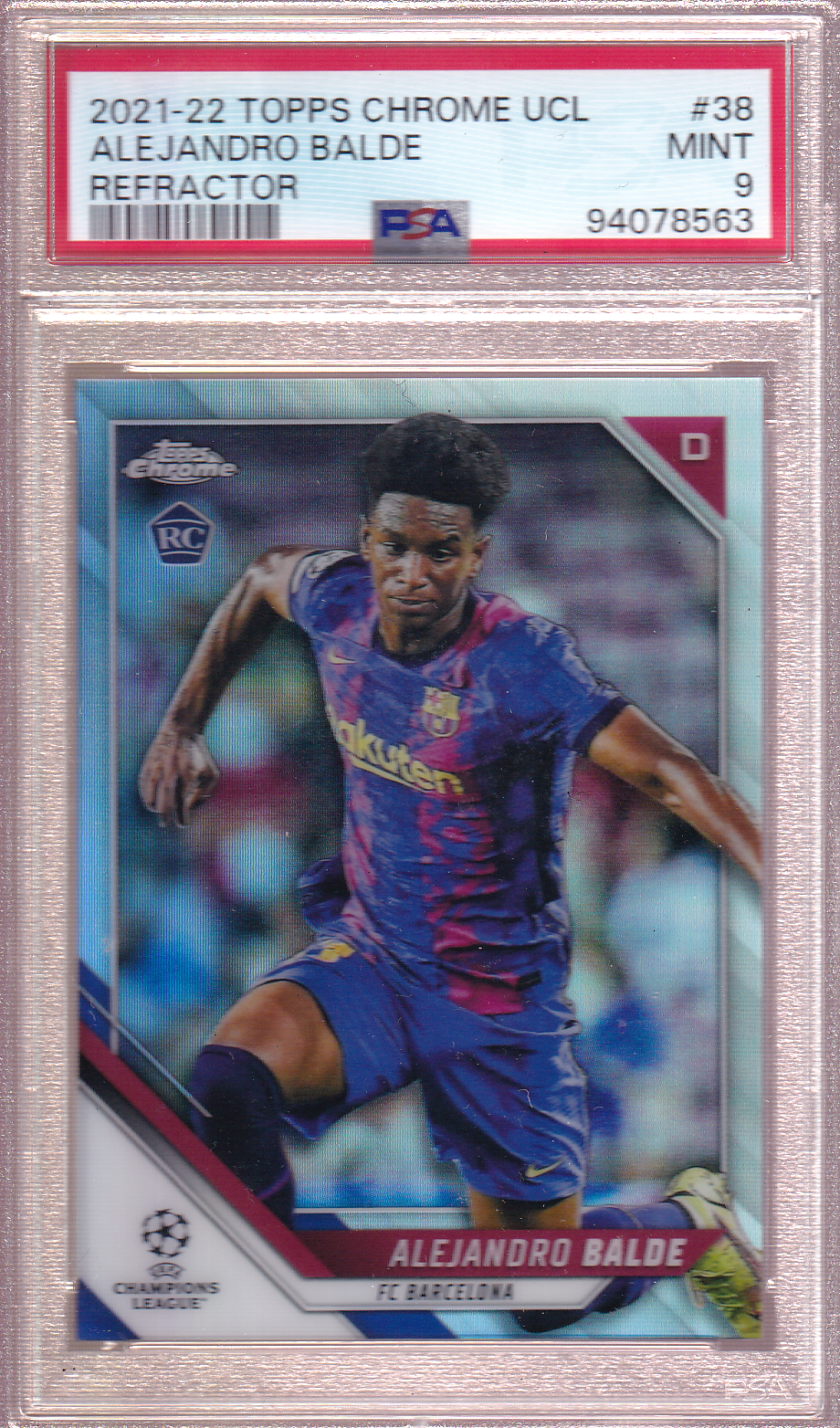 ALEJANDRO BALDE 2021-22 Topps Chrome UCL Refractor Soccer Card #38 PSA 9