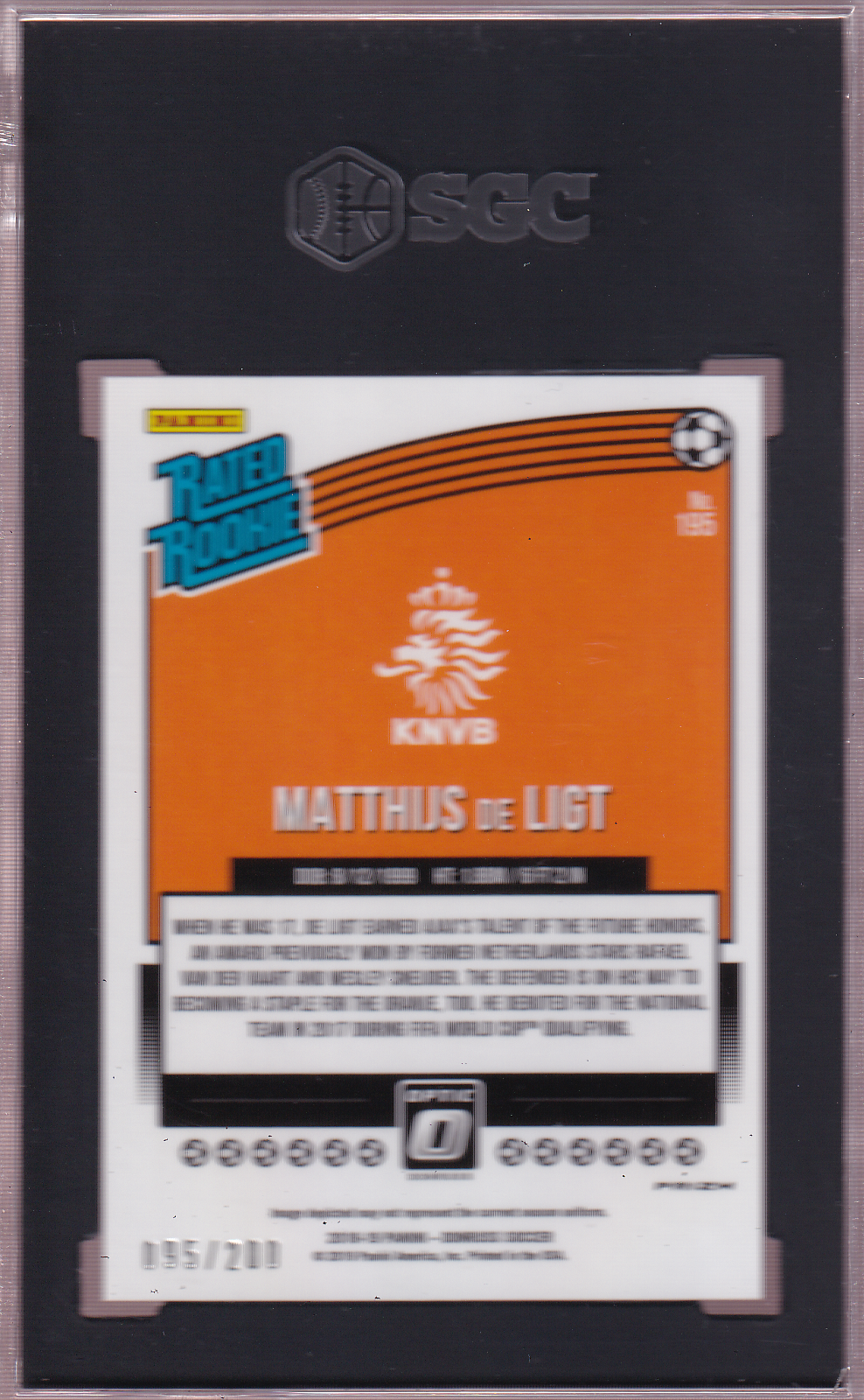 MATTHIJS de LIGT 2018-19 Donruss Optic Soccer Rated Rookie - Green Velocity Prizm 95/100 #195 SGC 8.5