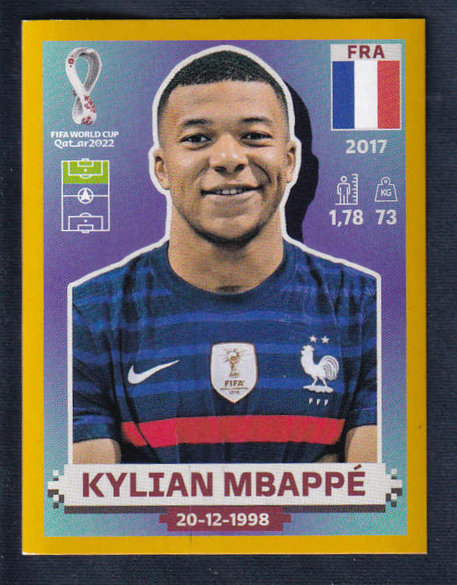 Kylian Mbappe 2022 Panini World Cup 20222 Qatar Gold Online Sticker FRA 19