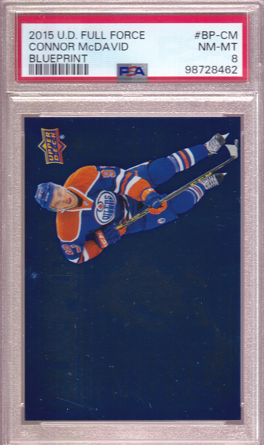 Connor McDavid 2015-16 UD Full Force - Blueprint Rookie Card RC #BP-CM PSA 8 Edmonton Oilers