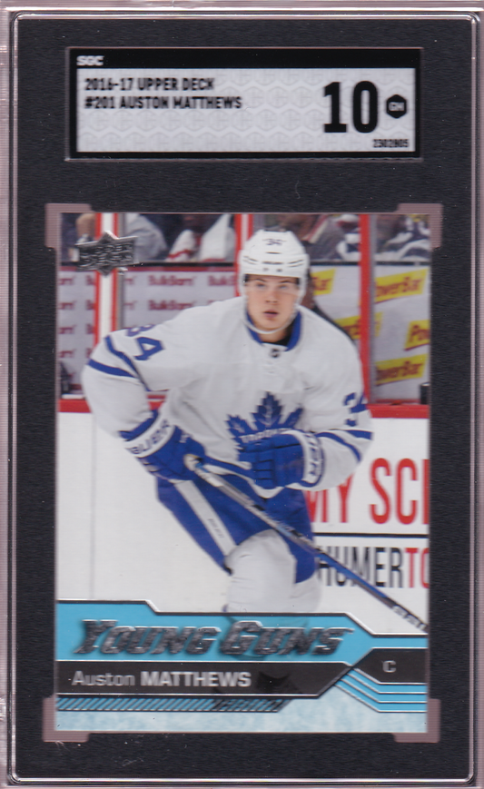 AUSTON MATTHEWS 2016-17 Upper Deck Series 1 Young Guns Rookie Card RC #201 SGC 10 Toronto Maple leafs