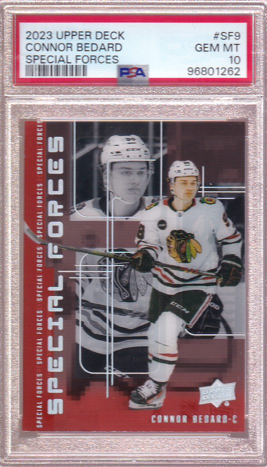 Connor Bedard 2023-24 UD Special Forces Rookie Card RC #SF-9 PSA 10 Chicago Blackhawks