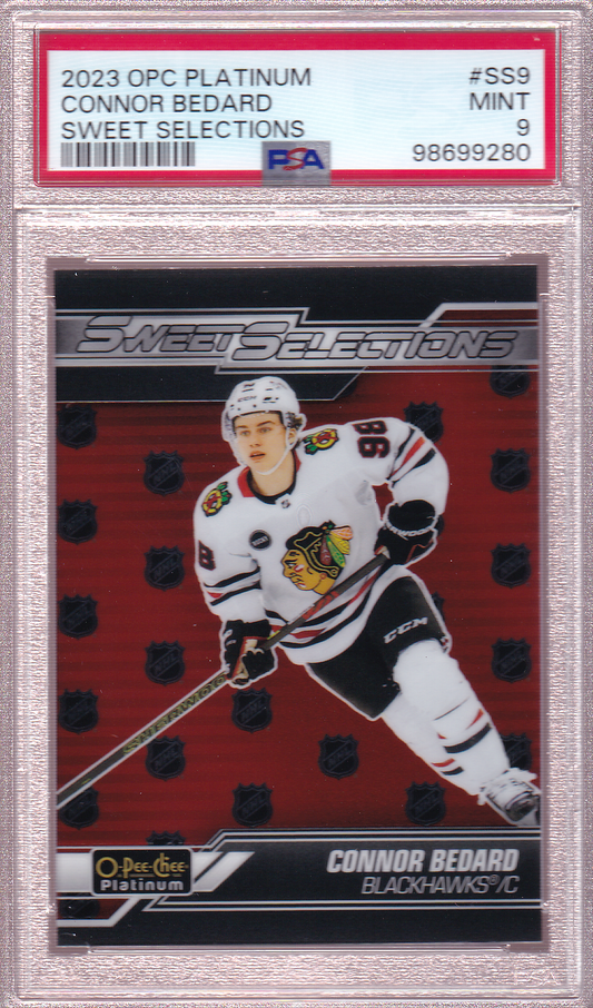 Connor Bedard 2023-24 O-Pee-Chee Platinum Sweet Selections Rookie Card RC #SS-9 PSA 9 Chicago Blackhawks