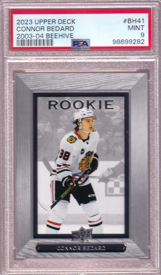 Connor Bedard 2023-24 UD 2003-04 Beehive Bee Hive Rookie Card RC #BH-41  PSA 9 Chicago Blackhawks