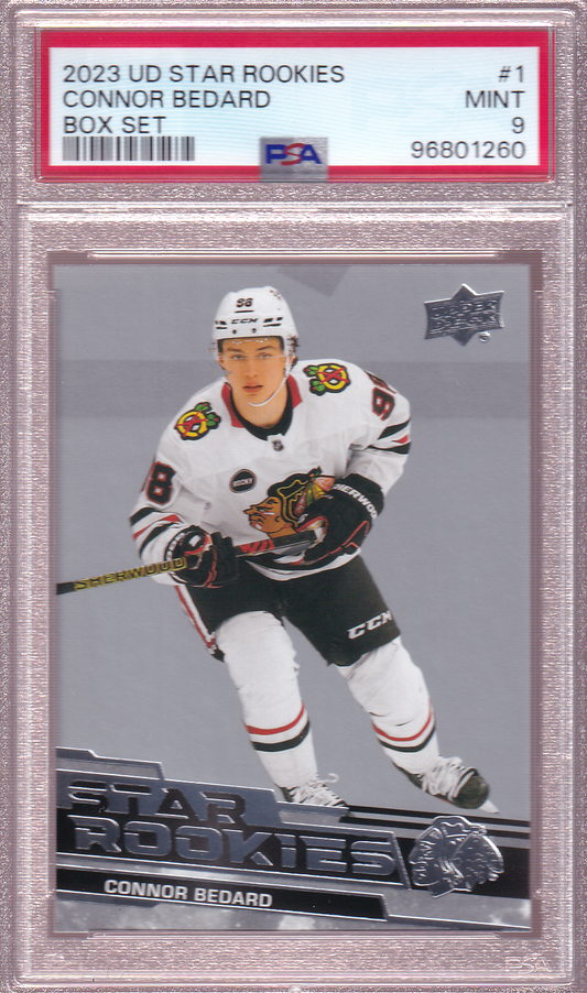 Connor Bedard 2023-24 UD Star Rookie Card RC #1 PSA 9 Chicago Blackhawks