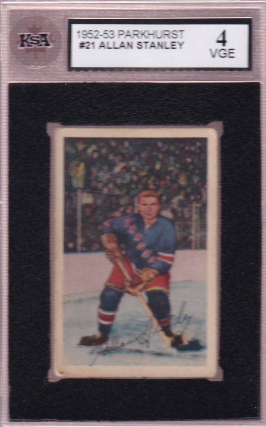 ALLAN STANLEY 1952-53 Parkhurst Card #21 New York Rangers KSA 4