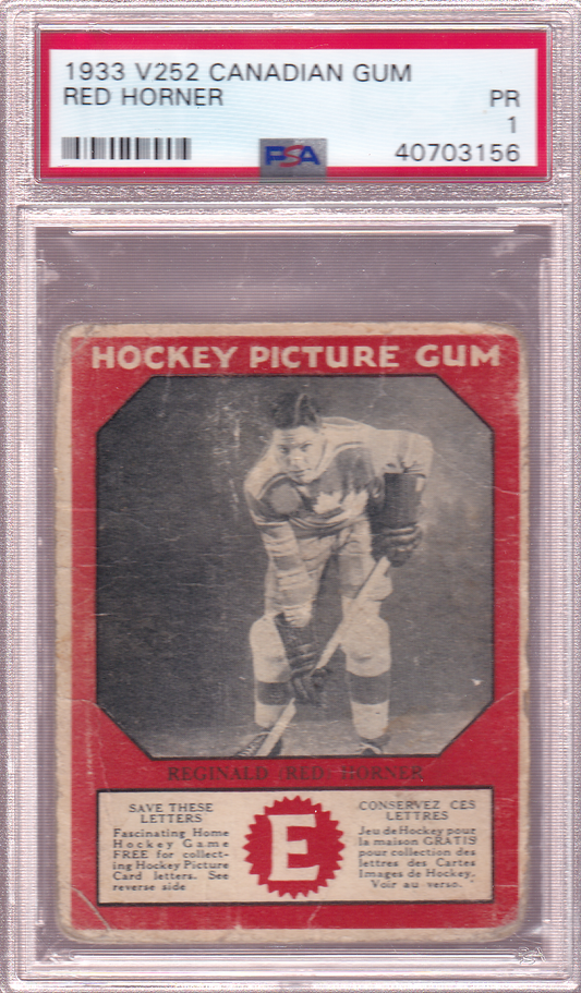 RED HORNER 1933-34 O-Pee-Chee Rookie PSA 1 Toronto Maple Leafs OPC