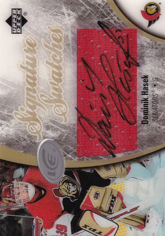 DOMINIK HASEK 2005-06 UD Ice Signature Swatches