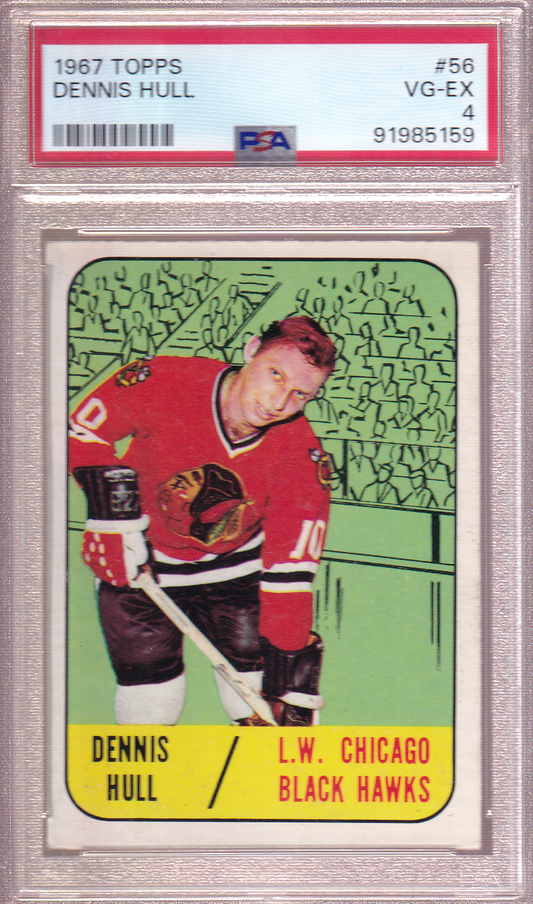 DENNIS HULL 1967-68 Topps Card #56 PSA 4 Chicago Blackhawks