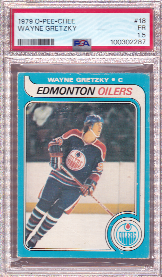 WAYNE GRETZKY 1979-80 O-Pee-Chee Rookie Card #18 PSA 1.5 Edmonton Oilers OPC RC