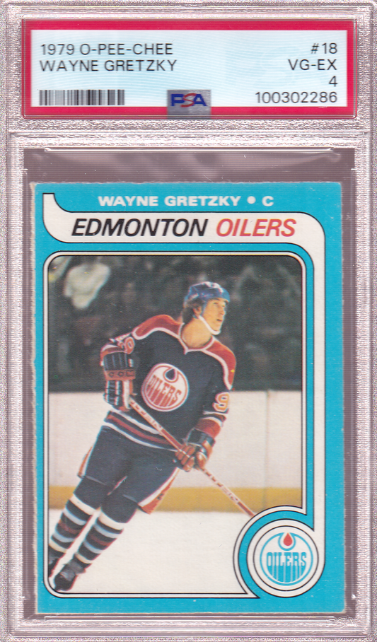 WAYNE GRETZKY 1979-80 O-Pee-Chee Rookie Card #18 PSA 4 Edmonton Oilers OPC RC