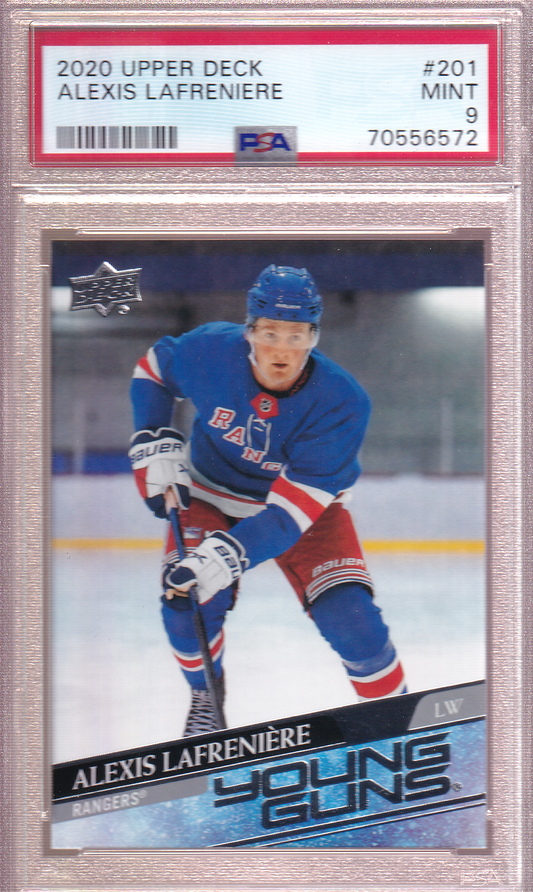 ALEXIS LAFRENIERE 2020-21 Upper Deck UD Young Guns Rookie RC Card PSA 9 #201 New York Rangers