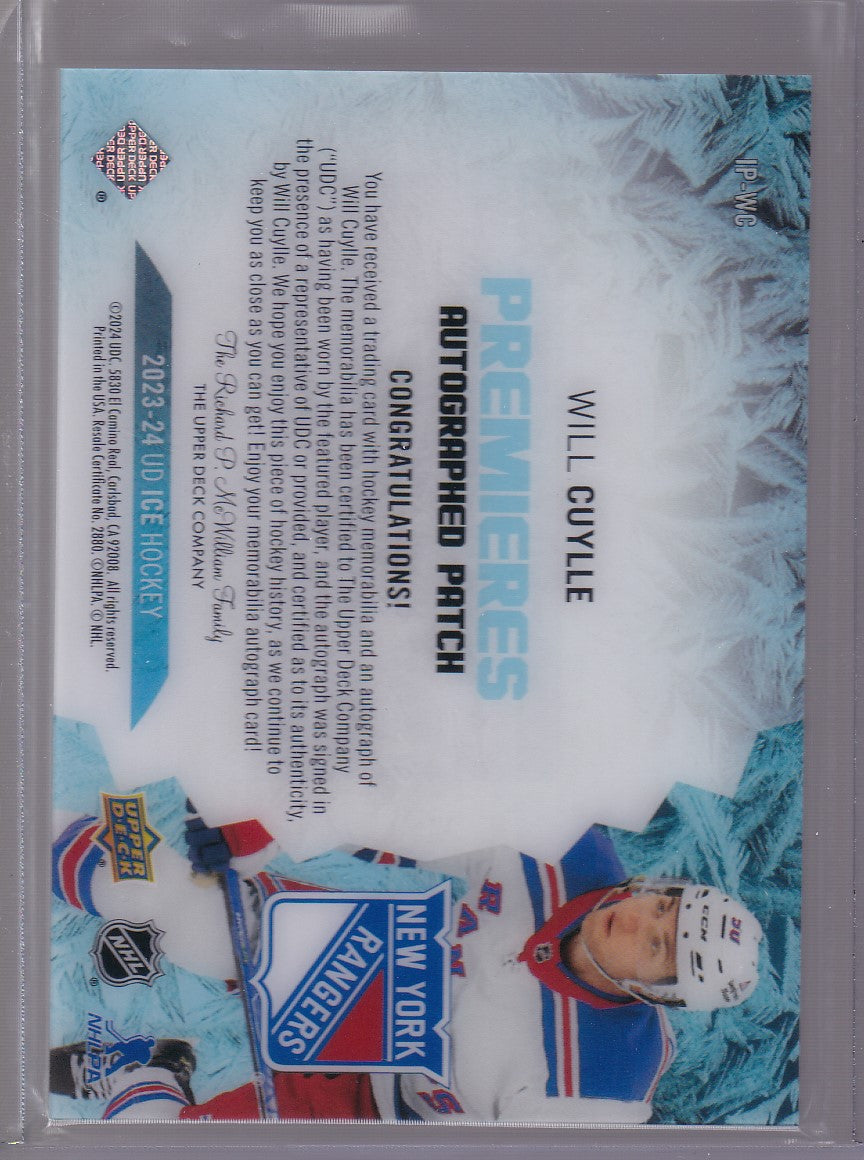 WILL CUYLLE 2023-24 UD Ice Rookie Premieres Auto Patch 01/10