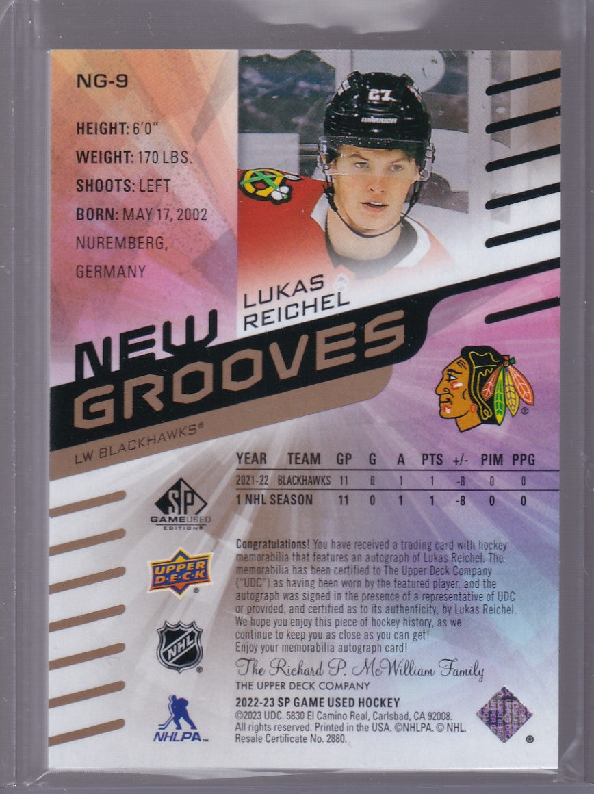 LUKAS REICHEL SP Game Used New Grooves 08/10