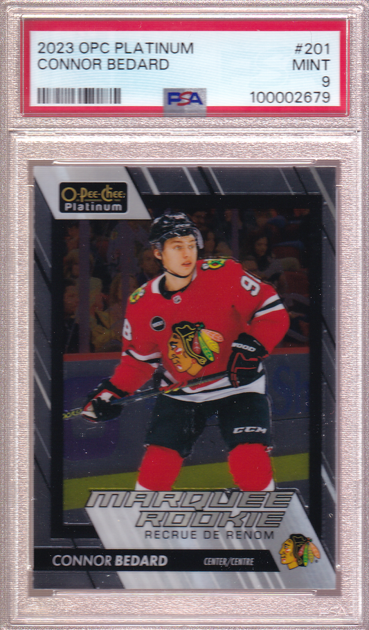 Connor Bedard 2023-24 O-Pee-Chee Platinum Rookie Card #201 RC PSA 9 Chicago Blackhawks