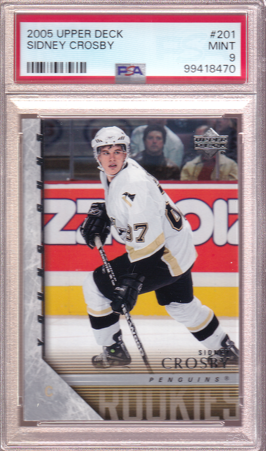 SIDNEY CROSBY 2005-06 Upper Deck Young Guns Rookie Card #201 RC PSA 9 Pittsburgh Penguins