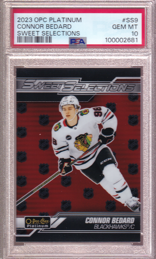 Connor Bedard 2023-24 O-Pee-Chee Platinum Sweet Selections Rookie Card RC #SS-9 PSA 10 Chicago Blackhawks