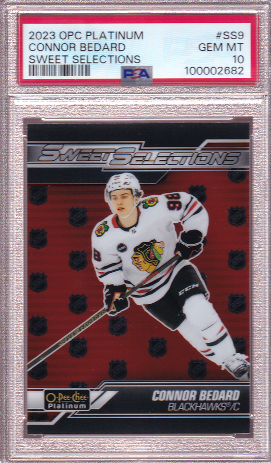 Connor Bedard 2023-24 O-Pee-Chee Platinum Sweet Selections Rookie Card RC #SS-9 PSA 10 Chicago Blackhawks