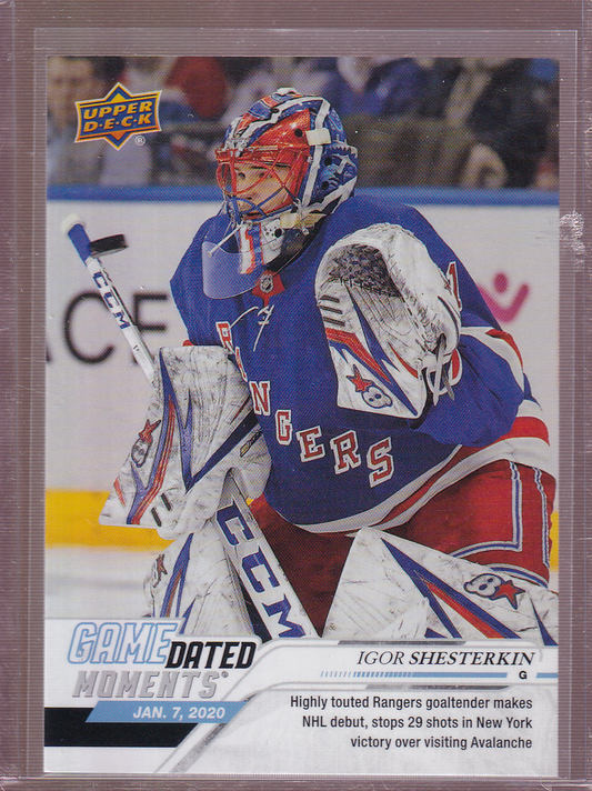 IGOR SHESTERKIN 2019-20 UD Game Dated Moments Rookie Card RC #37 New York Rangers