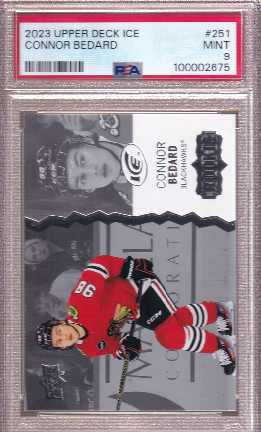 Connor Bedard 2023-24 UD Ice Rookie Card #251 RC PSA 9 Chicago Blackhawks