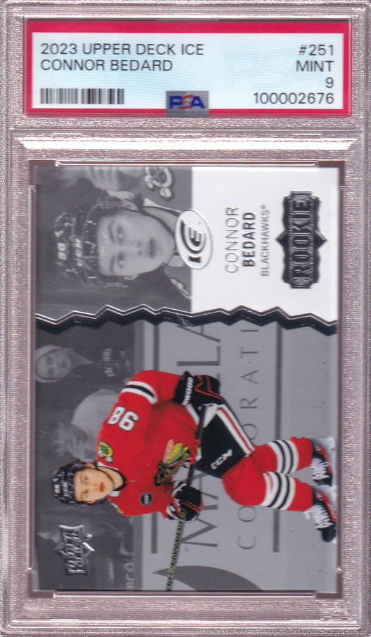 Connor Bedard 2023-24 UD Ice Rookie Card #251 RC PSA 9 Chicago Blackhawks