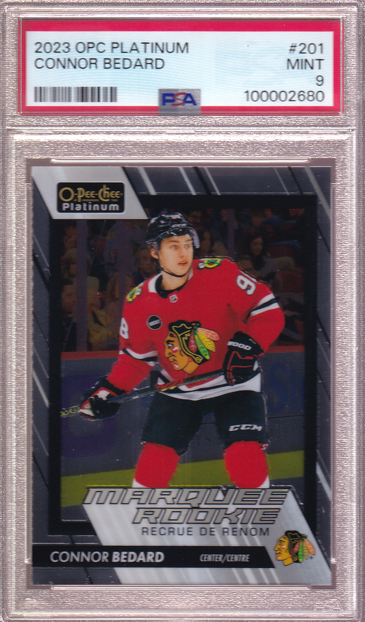 Connor Bedard 2023-24 O-Pee-Chee Platinum Rookie Card #201 RC PSA 9 Chicago Blackhawks