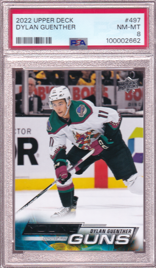 DYLAN GUENTHER 2022-23 Upper Deck UD Young Guns Rookie Card #497 PSA 8 Arizona Coyotes RC