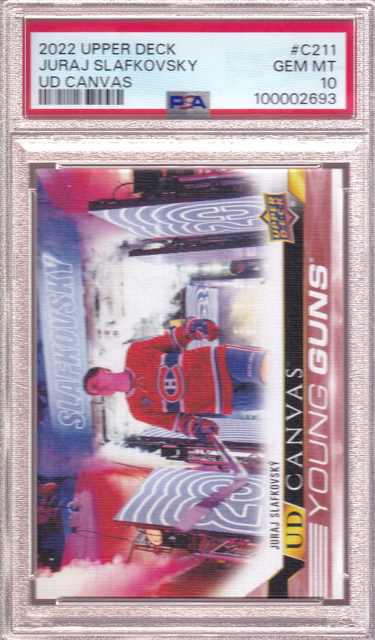 JURAJ SLAFKOVSKY 2022-23 Upper Deck UD Canvas Young Guns Rookie Card #C211 PSA 10 Montreal Canadiens RC