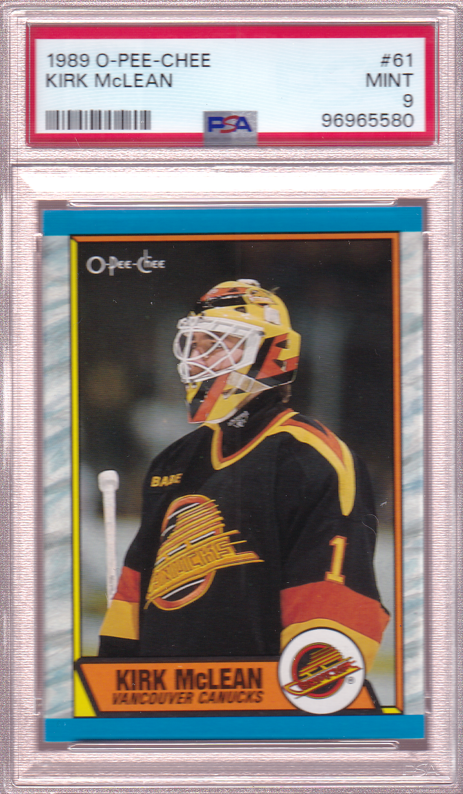 KIRK McLEAN 1989-90 O-Pee-Chee Rookie Card #61 PSA 9 Vancouver Canucks RC