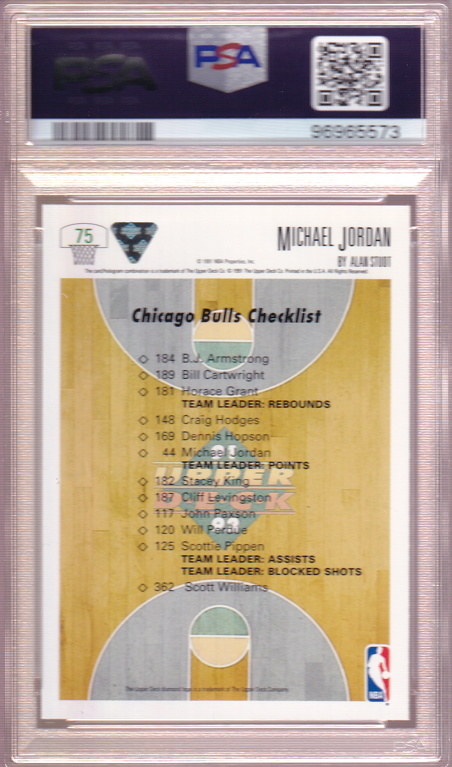 Michael Jordan 1991-92 Upper Deck Card #75 PSA 10 Chicago Bulls Checklist