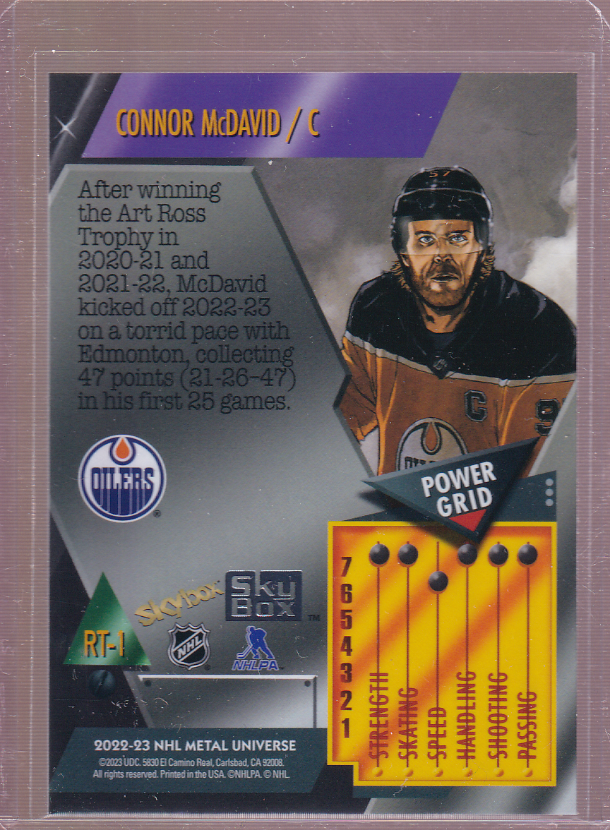 CONNOR McDAVID 2022-23 SkyBox Metal Universe Retro Card #RT-1 Edmonton Oilers