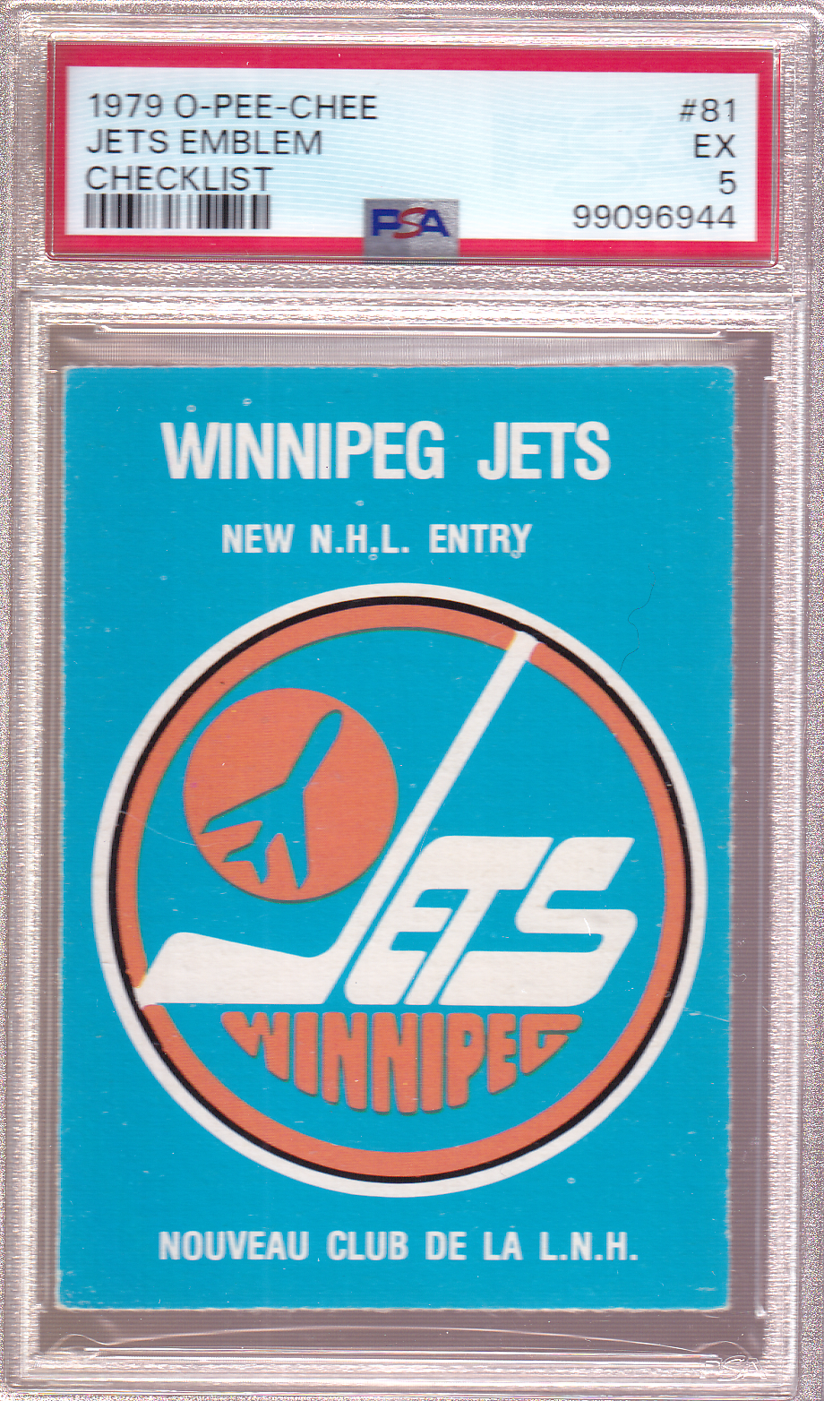 WINNIPEG JETS Team Checklist 1979-80 O-Pee-Chee #81 PSA 5