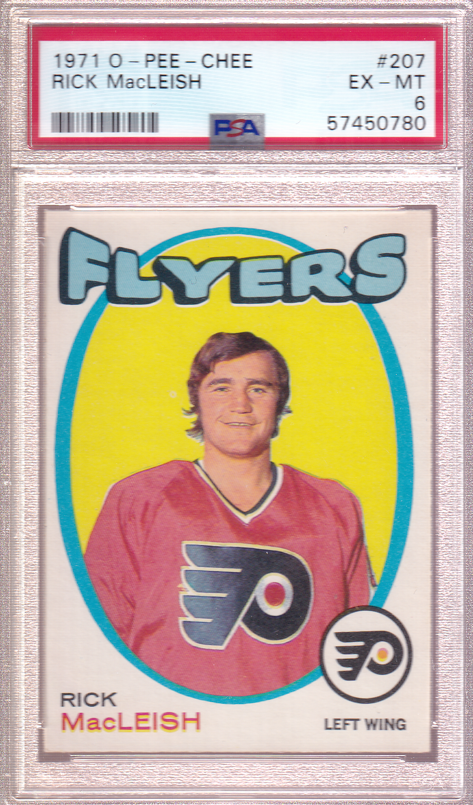 RICK MacLEISH 1971-72 O-Pee-Chee Rookie Card RC #207 PSA 6 Philadelphia Flyers