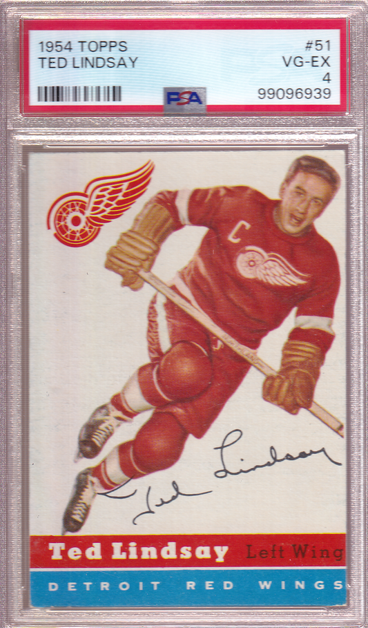 TED LINDSAY 1954-55 Topps Card #51  PSA 4 Detroit Red Wings